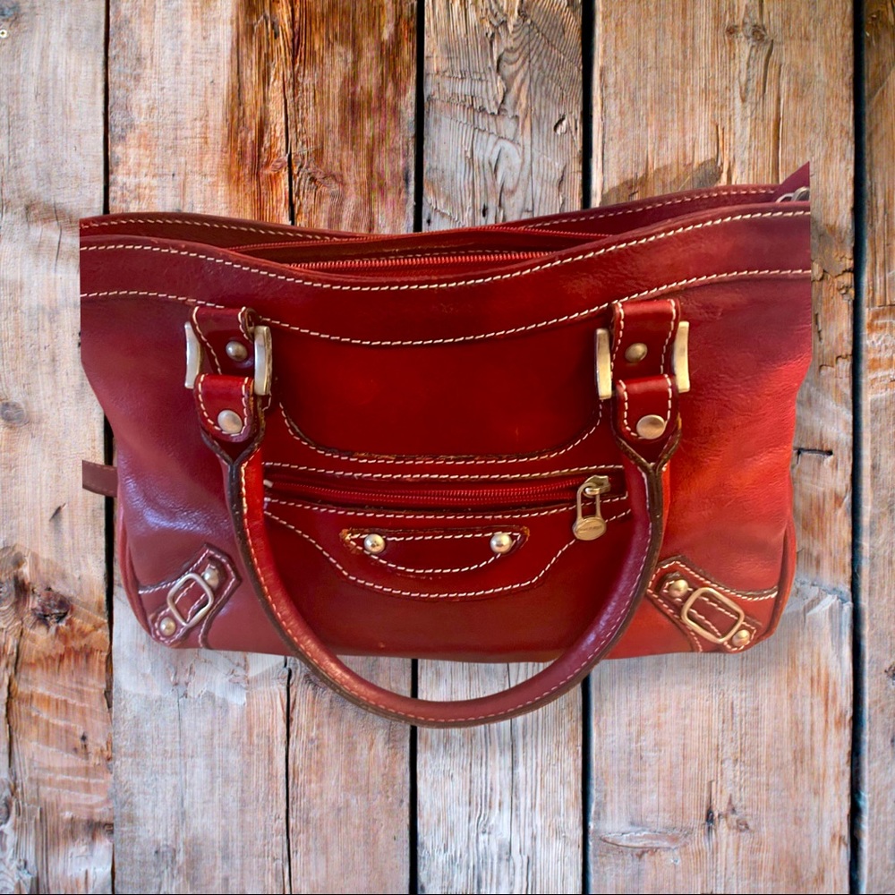 Genuine Leather Brick Red handbag